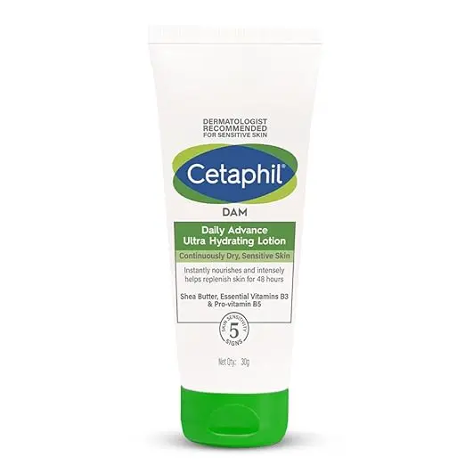 Cetaphil DAM Daily Advance Ultra Hydrating Lotion for Dry, Sensitive Skin| 30 g| Moisturizer with Shea Butter