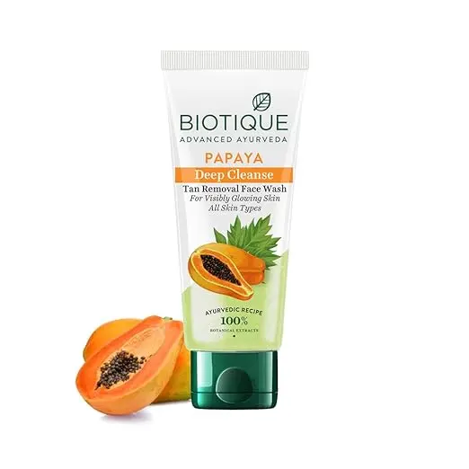 Biotique Papaya Deep Cleanse Facewash | Gentle Exfoliation | Visibly Glowing Skin | 100% Botanical Extracts| Suitable for All Skin Types | 50ml