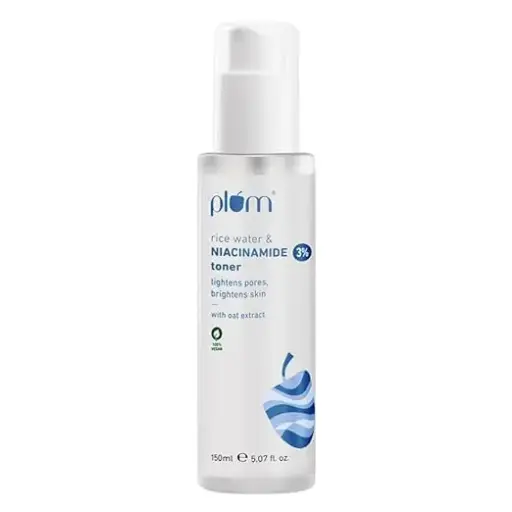 Plum 3% Niacinamide & Rice Water Face Toner | With Rice Ferment Extract | Alcohol-Free Toner | Fades Blemishes, Brightens Skin | Smoothens Skin