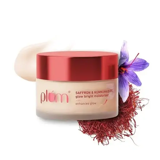 Plum Saffron & Kumkumadi Oil Daily Glow Bright Moisturizing Cream | Lightweight Moisturizer to Brighten Skin, Enhance Glow