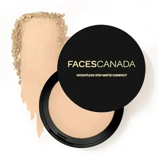 FACES CANADA Weightless Stay Matte Finish Compact Powder, 9 g | Non Oily Matte Look | Evens Out Complexion