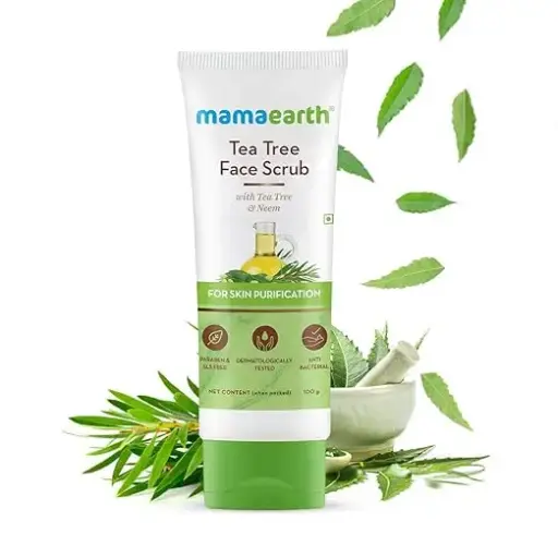 Mamaearth Tea Tree Face Scrub with Tea Tree and Neem for Skin Purification