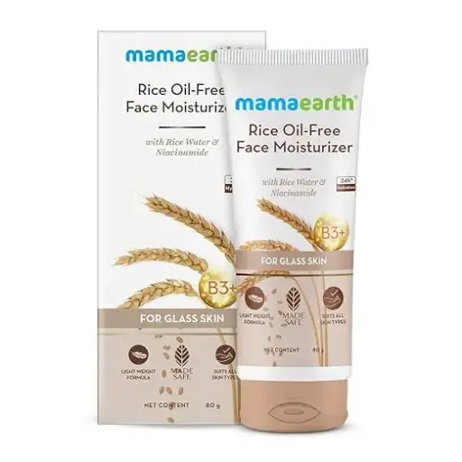 Mamaearth Rice Oil-Free Face Moisturizer for Oily Skin, With Rice Water & Niacinamide for Glass Skin - 80 g