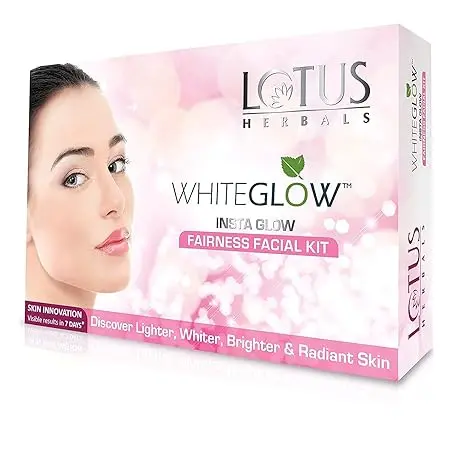 Lotus Herbals Whiteglow Insta Glow 1 Facial Kit for Cleansing, Whitening, Smoothing For Radiant Glowing Skin Natural Ingredients 40g (Pack of 1)