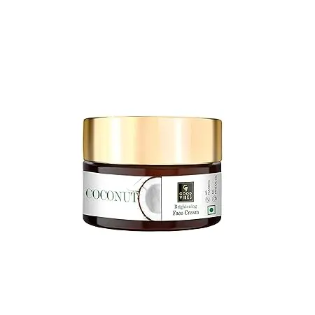 Good Vibes Coconut Brightening Face Cream 100 g, Skin Moisturizing Hydrating Non Greasy Light Weight Formula for All Skin Types